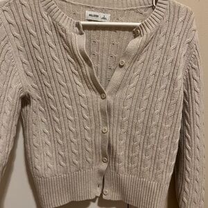Hollister Women's Beige Cable Knit Cardigan